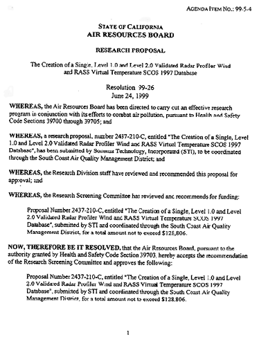 Air Resources Board Resolution 99-26 June 24, 1999