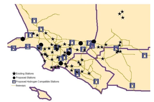Figure 1 - Locations of the existing and the 26 proposed natural gas refueling stations graphic