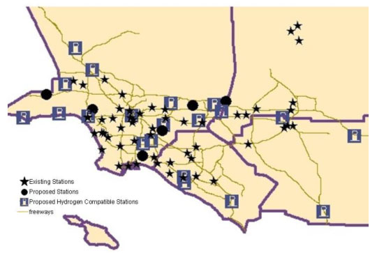 Figure 1 - Locations of the existing and the 26 proposed natural gas refueling stations graphic